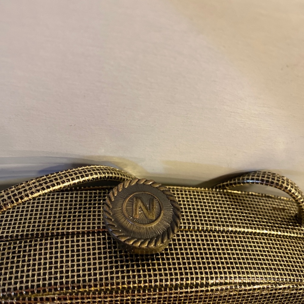 Albert Nipon Gold Textured Leather Crossbody Shou… - image 7